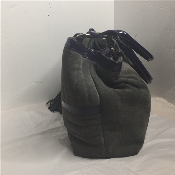 Claudia Firenze Grey and Purple Suede Tassel Tote - Picture 4 of 9